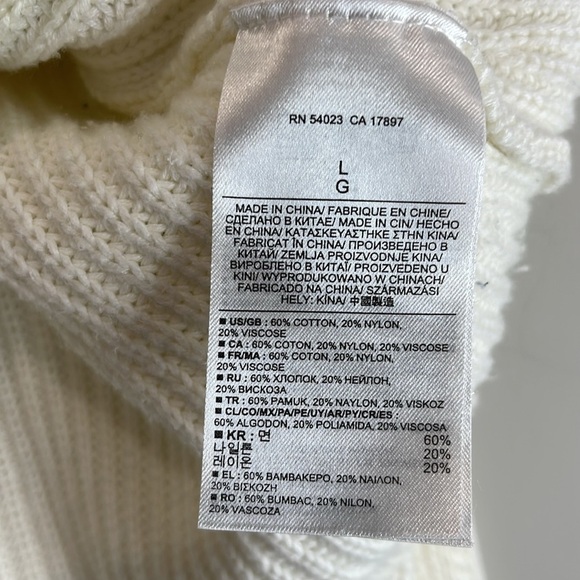 Banana Republic Cable Knit Mock-neck Sweater Cream Coastal Neutral Size Large - Picture 7 of 11